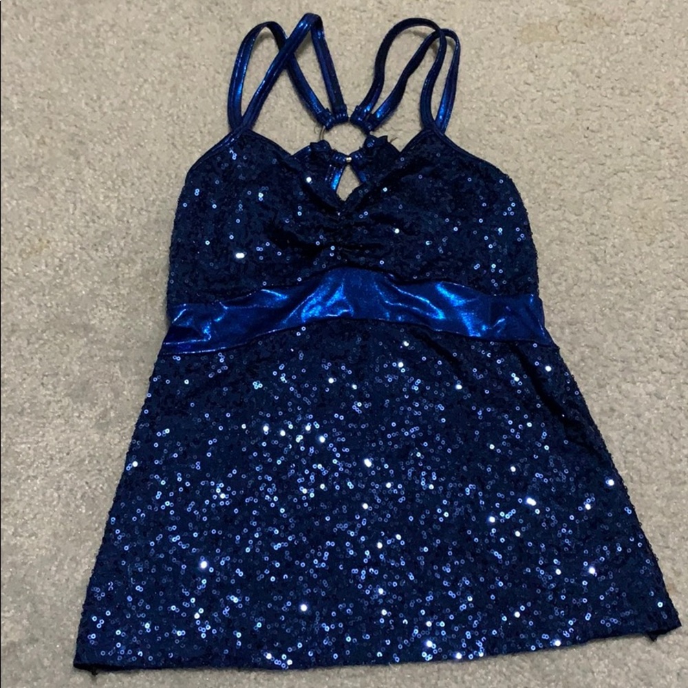 Blue sparkly dance costume top